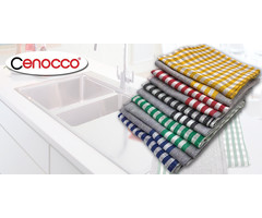 Cenocco Cenocco CC-9068: 9 - Pieces Vintage Stripe & Plaid Katoenen Keukendoek Set - Wit
