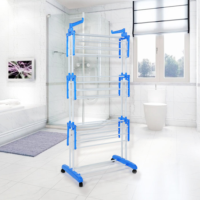 Herzberg Herzberg XXL Opvouwbaar droogrek – Voor 20 Meter Aan Ruimte – Blauw