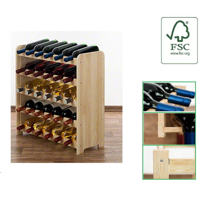 SMH LINE® SMH LINE® Wijnrek -30 flessen - 65x63x26,5 cm - Wijnrek Hout - Flessenrek