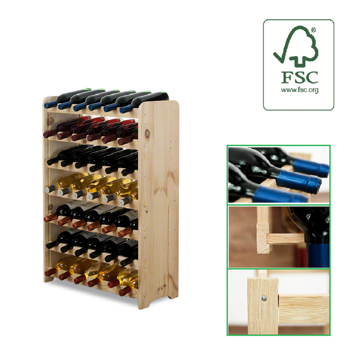 SMH LINE® SMH LINE® Wijnrek - 42 flessen - 91,5x63x26,5 cm -  Wijnrek Hout - Flessenrek