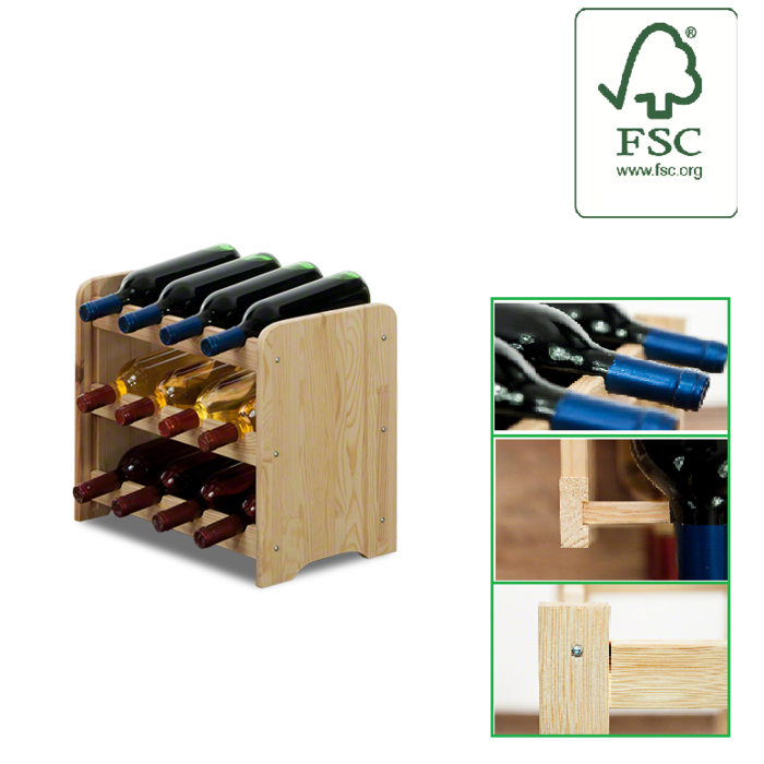 SMH LINE® SMH LINE® Wijnrek - 12 flessen - 38x42x26,5 - Wijnrek Hout - Flessenrek