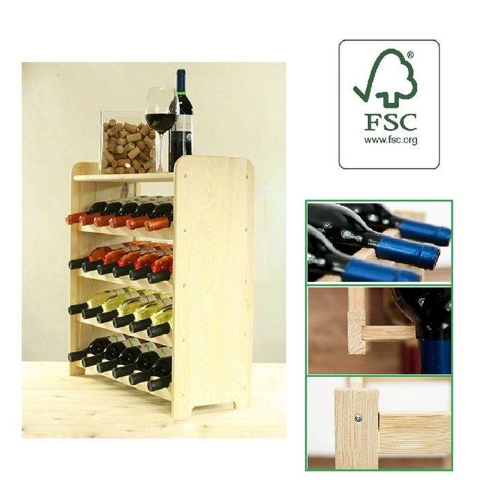 SMH LINE® SMH LINE® Wijnrek - 24 flessen -63x63x26,5cm - Wijnrek Hout- Flessenrek