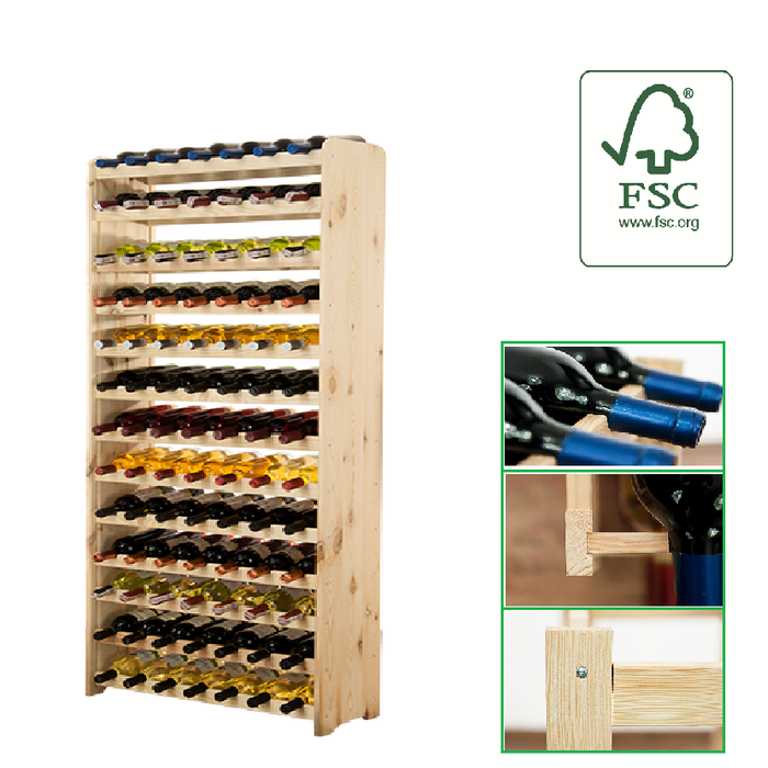 SMH LINE® SMH LINE® Wijnrek - 91 flessen - 164x72,5x24,7cm - Wijnrek Hout - Flessenrek