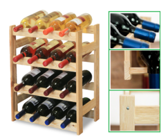 SMH LINE® SMH LINE® Wijnrek - 16 flessen - 48x42x25 cm - Wijnrek Hout - Flessenrek