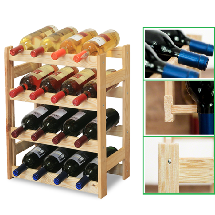 SMH LINE® SMH LINE® Wijnrek - 16 flessen - 48x42x25 cm - Wijnrek Hout - Flessenrek