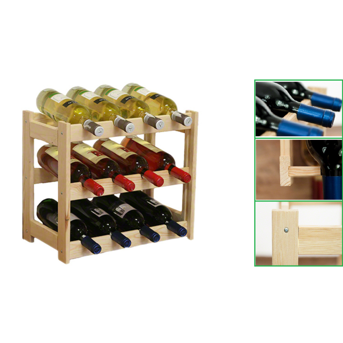 SMH LINE® SMH LINE® Wijnrek -12 flessen - 38x43,5x25 cm - Wijnrek Hout - Flessenrek