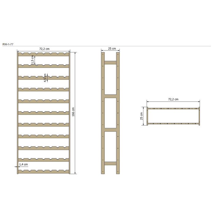 SMH LINE®  SMH LINE® Wijnrek - 77 flessen -167x72.5x25cm - Wijnrek Hout- Flessenrek