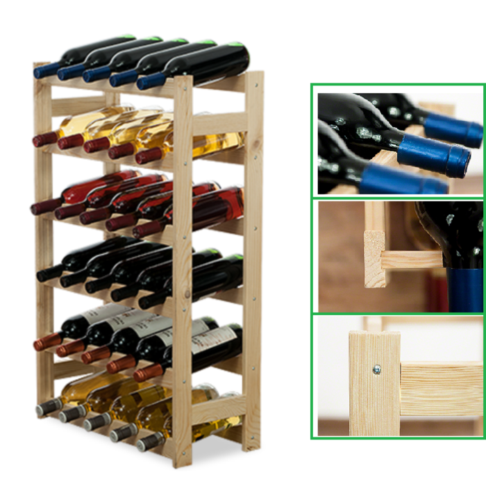 SMH LINE® SMH LINE® Wijnrek - 30 flessen - 86x53,5x25 cm - Wijnrek Hout- Flessenrek