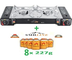 SMH LINE® SMH LINE® Dubbele Camping kooktoestel - 2 Pits - 2x 2500W - Incl. 8x gasflessen