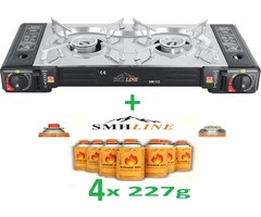 SMH LINE® SMH LINE® Dubbele Camping kooktoestel - 2 Pits - 2x 2500W - Incl. 4x gasflessen