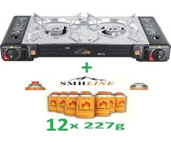 SMH LINE® SMH LINE® Dubbele Camping kooktoestel - 2 Pits - 2x 2500W - Incl. 12x gasflessen