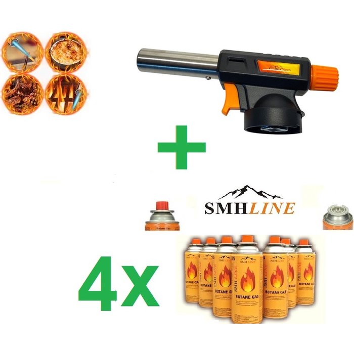 SMH LINE® SMH LINE® Gasbrander - Creme Brulee Brander - keukenbrander - Incl. 4x Gasflessen