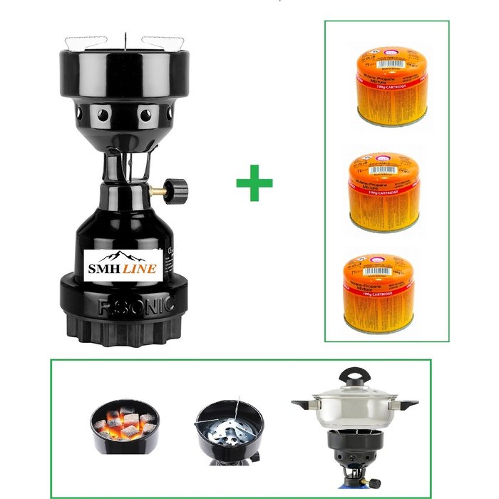SMH LINE® SMH LINE® Camping kooktoestel - Gas Kolenbrander - Incl. 3x 190g Gaspatroon