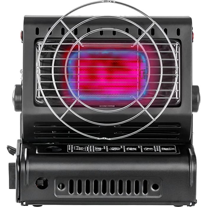 SMH LINE® SMH LINE® - 2 in 1 Draagbare Gaskachel -Straalkachel - Buitenkachel | Camping Heater | Kacheltje | Terrasverwarming INCLUSIEF 28x Gasflessen en Kookrooster