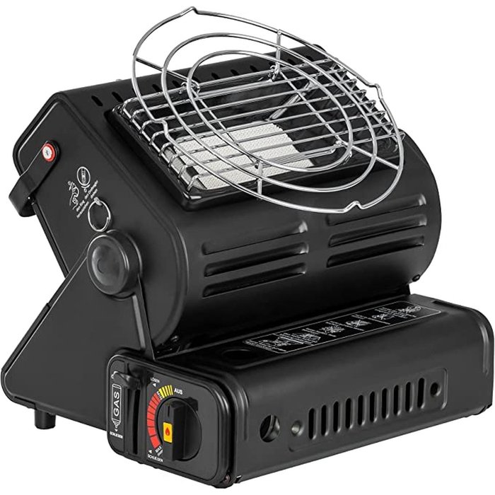 SMH LINE® SMH LINE® - 2 in 1 Draagbare Gaskachel -Straalkachel - Buitenkachel | Camping Heater | Kacheltje | Terrasverwarming INCLUSIEF 16x Gasflessen en Kookrooster