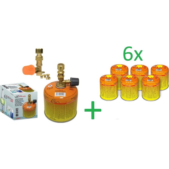 SMH LINE® SMH LINE® - Bunsenbrander - & Laboratoriumbrander - Bunsenbrander - laboratoriumverwarming - Labogaz - Regelbare vlam - INCLUSIEF 6x 300g Easy Clic Gas cartouche - Schroefventiel