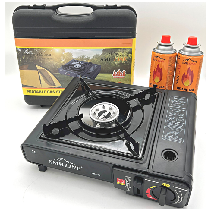 SMH LINE® SMH LINE®  Camping kooktoestel - Draagbaar Gasfornuis - Incl. 2x gasflessen en koffer