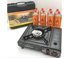 SMH LINE® SMH LINE®  Camping kooktoestel - Draagbaar Gasfornuis - Incl. 8x gasflessen en koffer