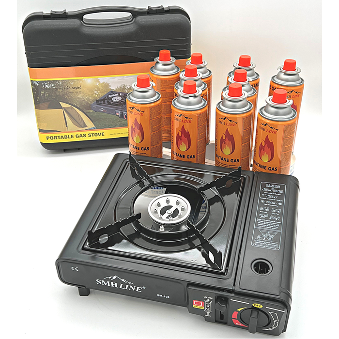 SMH LINE® SMH LINE®  Camping kooktoestel - Draagbaar Gasfornuis - Incl. 10x gasflessen en koffer