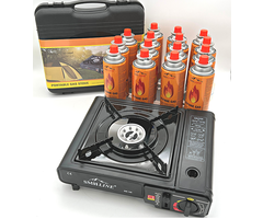 SMH LINE® SMH LINE®  Camping kooktoestel - Draagbaar Gasfornuis - Incl. 20x gasflessen en koffer