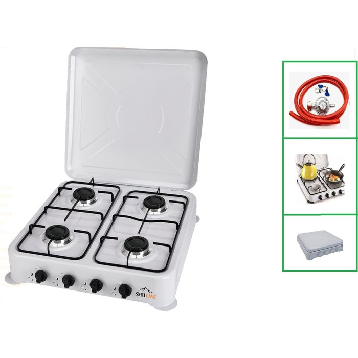 SMH LINE® SMH LINE® Gas kooktoestel 4 pits - Camping kooktoestel - Gaskomfoor - Incl. Gasslang set