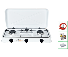 SMH LINE® SMH LINE® Gas kooktoestel 3 pits XL - Camping kooktoestel - Gaskomfoor - Incl. Gasslang set
