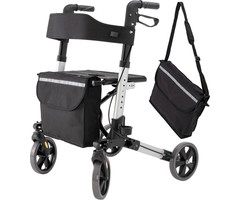 SMH LINE® SMH LINE® Lichtgewicht Rollator - Dubbel Opvouwbaar - Incl. Led lamp