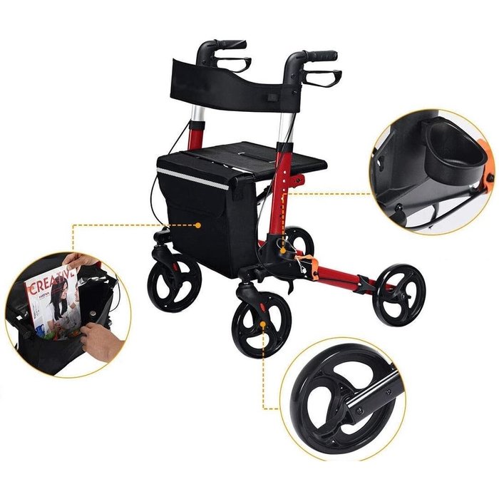 SMH LINE® SMH LINE® Lichtgewicht Rollator - Dubbel Opvouwbaar - Incl. Led lamp