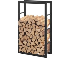 SMH LINE® SMH LINE® Brandhoutrek - Houtopslag - 60x100x25cm( BxHxD) - Zwart - Metaal - Haardhout opslag – Haardhoutrek - Binnen en buiten