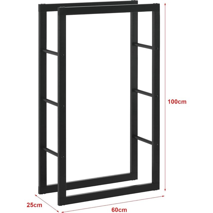 SMH LINE® SMH LINE® Brandhoutrek - Houtopslag - 60x100x25cm( BxHxD) - Zwart - Metaal - Haardhout opslag – Haardhoutrek - Binnen en buiten