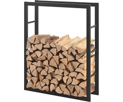 SMH LINE® SMH LINE® Brandhoutrek - Houtopslag - 100x100x25cm ( BxHxD) - Zwart - Metaal - Haardhout opslag – Haardhoutrek - Binnen en buiten