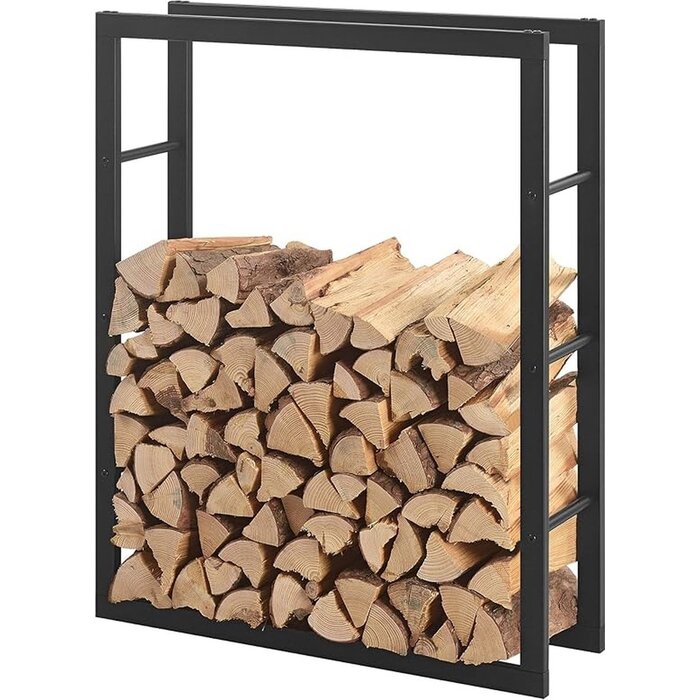 SMH LINE® SMH LINE® Brandhoutrek - Houtopslag - 100x100x25cm ( BxHxD) - Zwart - Metaal - Haardhout opslag – Haardhoutrek - Binnen en buiten