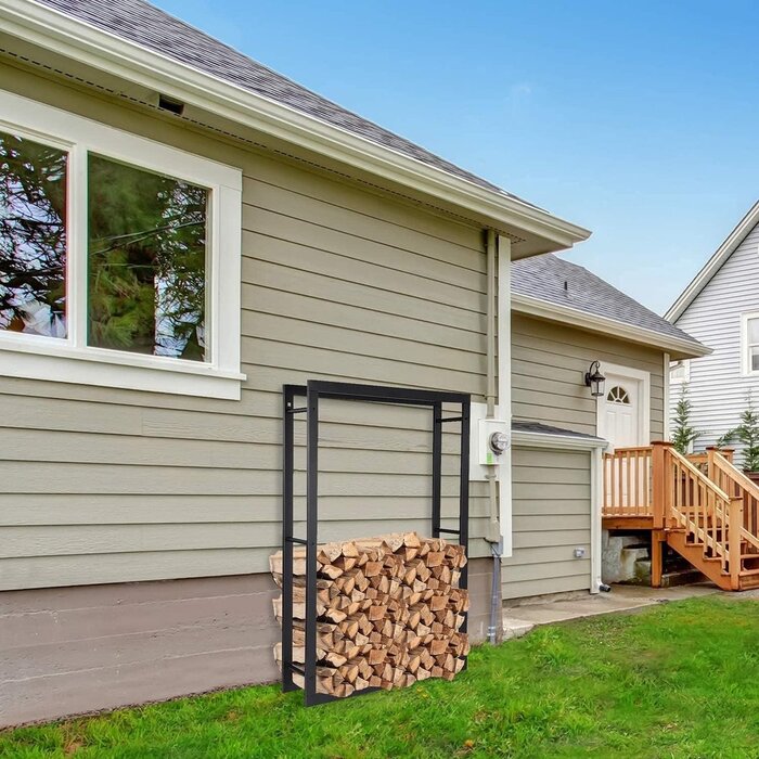 SMH LINE® SMH LINE® Brandhoutrek - Houtopslag - 60x125x25cm( BxHxD) - Zwart - Metaal - Haardhout opslag – Haardhoutrek