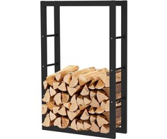 SMH LINE® SMH LINE® Brandhoutrek - Houtopslag - 40x125x25cm ( BxHxD) - Zwart - Metaal - Haardhout opslag – Haardhoutrek - Binnen en buiten