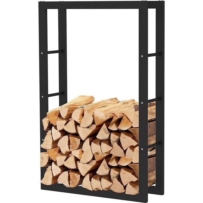 SMH LINE® SMH LINE® Brandhoutrek - Houtopslag - 80x125x25cm ( BxHxD) - Zwart - Metaal - Haardhout opslag – Haardhoutrek - Binnen en buiten