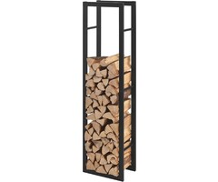 SMH LINE® SMH LINE® Brandhoutrek - Houtopslag - 60x150x25cm ( BxHxD) - Zwart - Metaal - Haardhout opslag – Haardhoutrek - Binnen en buiten