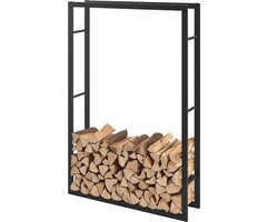 SMH LINE® SMH LINE® Brandhoutrek - Houtopslag - 100x150x25cm ( BxHxD) - Zwart - Metaal - Haardhout opslag - Haardhoutrek - Binnen en buiten