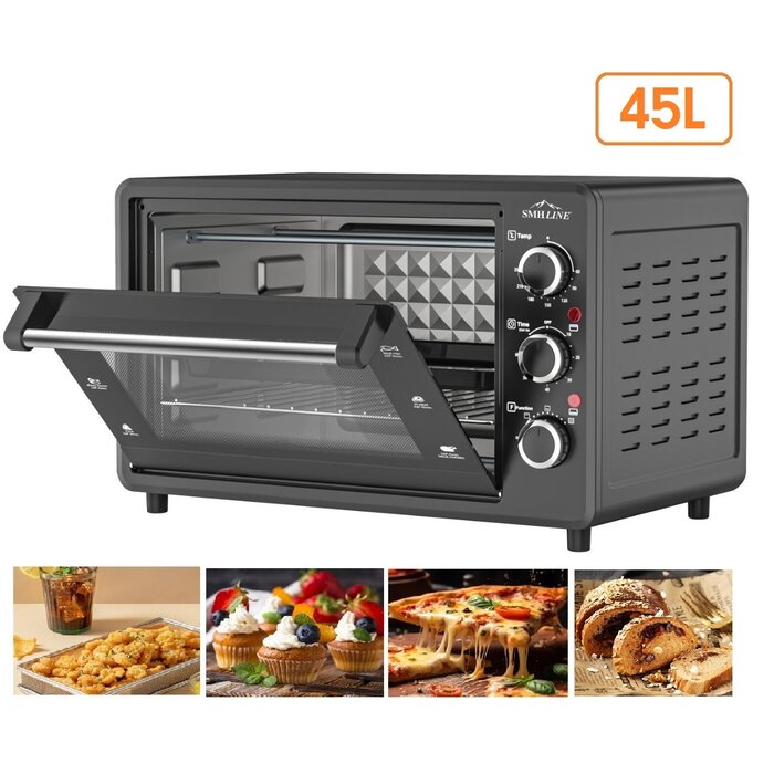 SMH LINE® SMH LINE® Vrijstaande Oven - 45L - 1800W - Convectie Mini Oven - Geëmailleerde Holte - Zwart