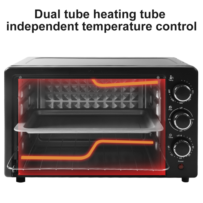 SMH LINE® SMH LINE® Vrijstaande oven met kookplaten - 45L - 1800W - Convectie Mini Oven - Geëmailleerde Holte - Zwart