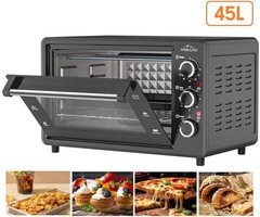 SMH LINE® SMH LINE® Vrijstaande oven met kookplaten - 45L - 1800W - Convectie Mini Oven - Geëmailleerde Holte - Zwart