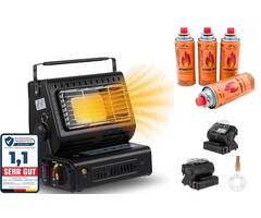 SMH LINE® SMH LINE® - 2 in 1 Draagbare Gaskachel -Straalkachel - Buitenkachel | Camping Heater | Kacheltje | Terrasverwarming INCLUSIEF 16x Gasflessen en Kookrooster
