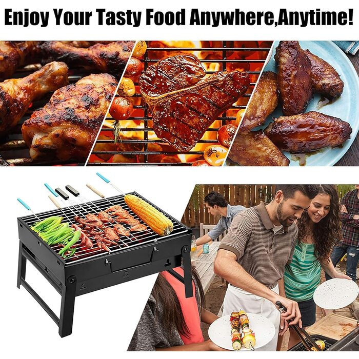 SMH LINE® SMH LINE® Opvouwbare Tafel bbq - Houtskoolbarbecue - Draagbaar Barbeque - Camping Grill - 59x22x22cm (LxBxH) - Tafelbarbecues