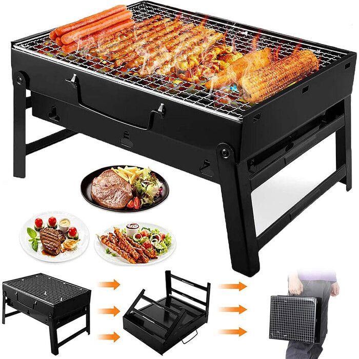 SMH LINE® SMH LINE® Opvouwbaar Houtskoolbarbecue - Draagbaar Barbeque - Camping Grill - 43x29x22 (LxBxH) - Tafelbarbecues