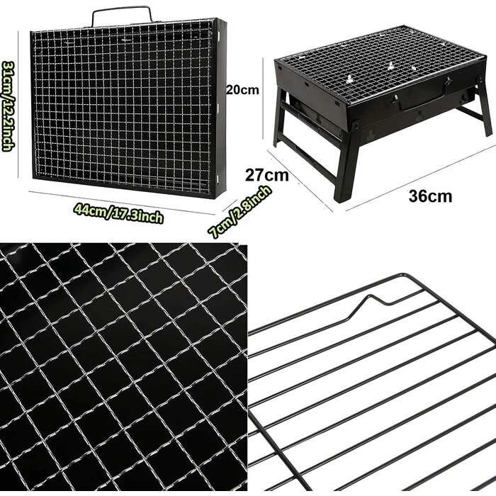 SMH LINE® SMH LINE® Opvouwbaar Houtskoolbarbecue - Draagbaar Barbeque - Camping Grill - 43x29x22 (LxBxH) - Tafelbarbecues