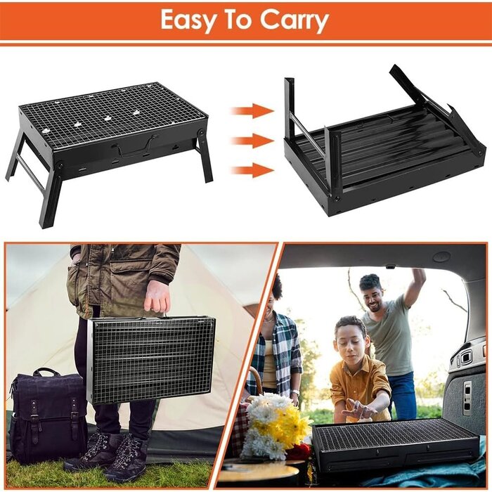SMH LINE® SMH LINE® Opvouwbaar Houtskoolbarbecue - Draagbaar Barbeque - Camping Grill - 43x29x22 (LxBxH) - Tafelbarbecues
