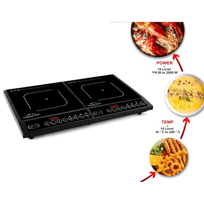 SMH LINE® SMH LINE - Dubbele inductie plaat - 2000 Watt - Zwart