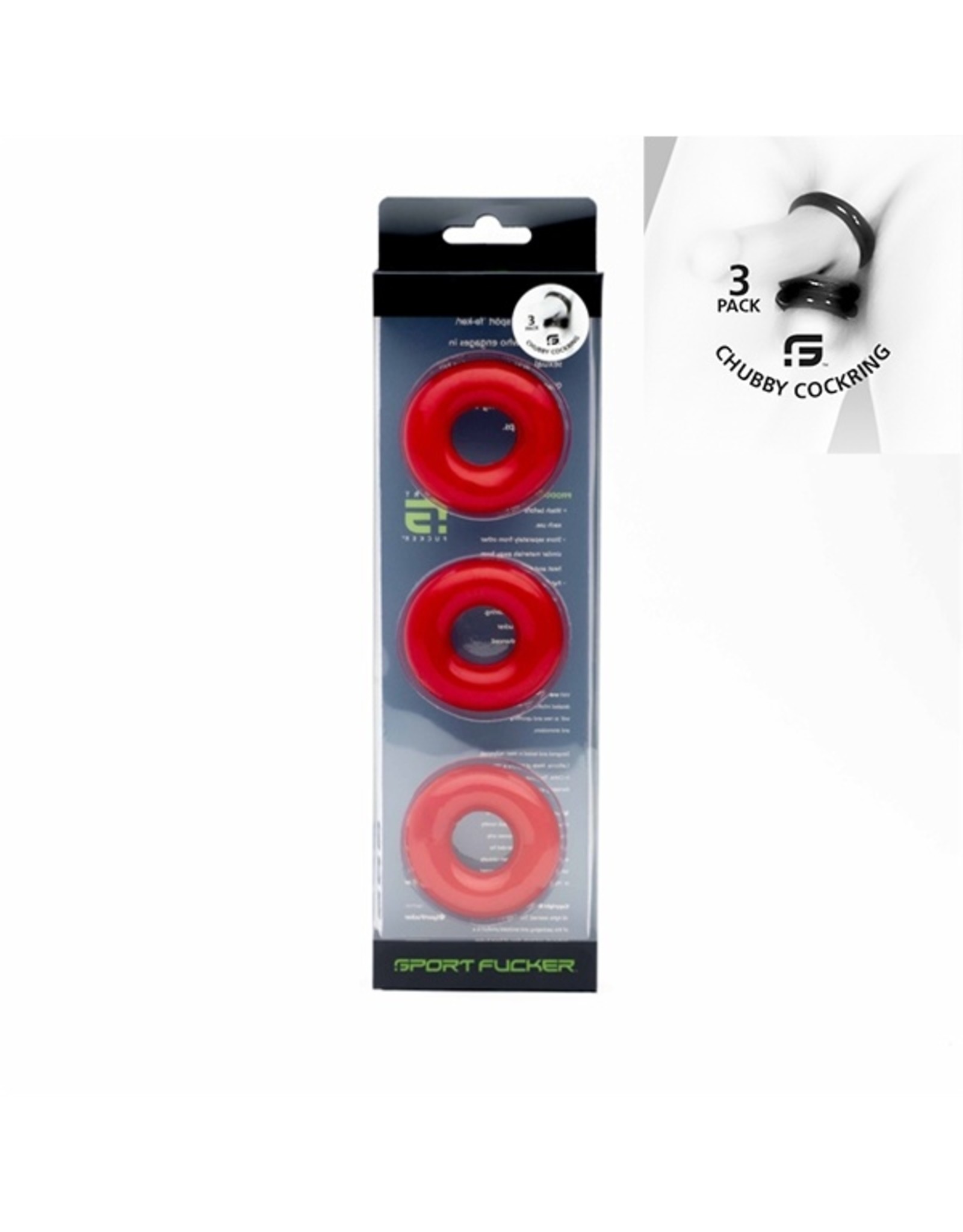 Sport fucker Chubby rubber cockring 3-pack - Red
