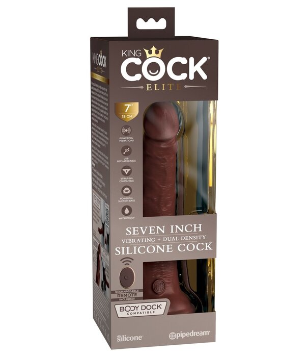 KingCock Elite King Cock Elite 7” Vibrating + Dual Density Silicone Cock met Remote