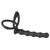 Black Velvets Cock & Ball Ring w/ Beads