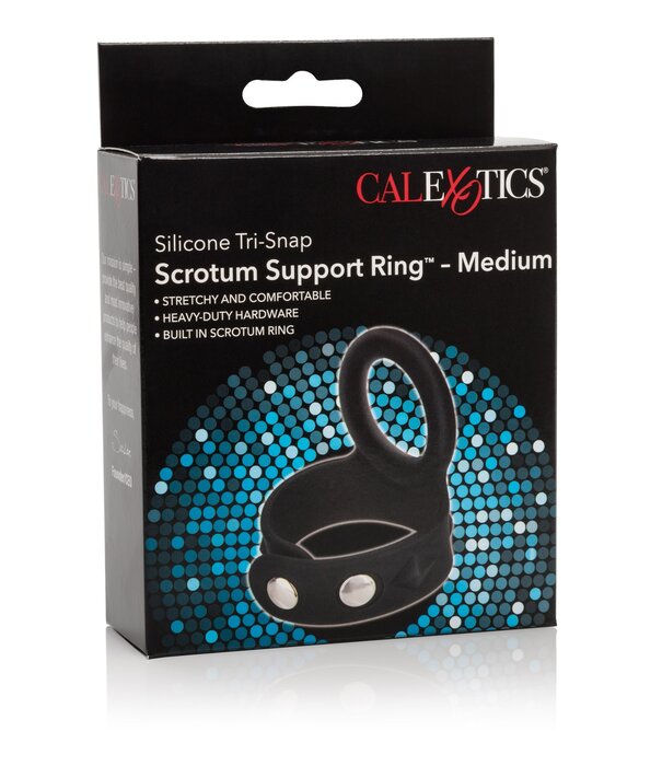 California Exotic Novelties Silicone Tri-Snap Scrotum Support Ring - Medium